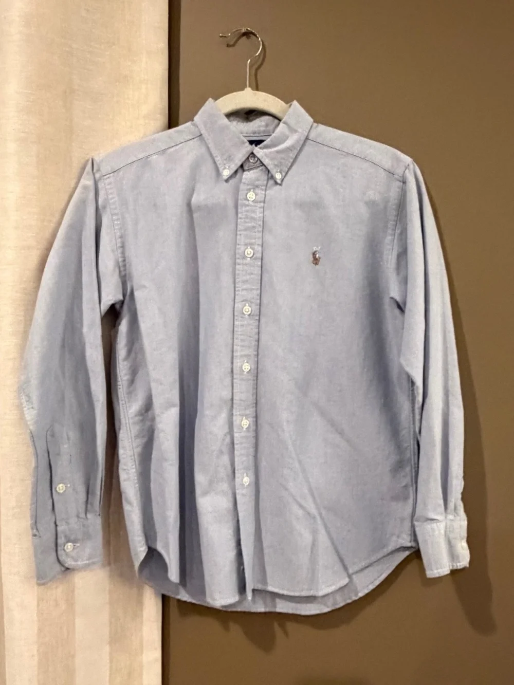 Ralph Lauren Boys Blue Button Down Dress Oxford Shirt, Size 12
